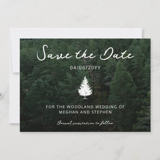 Fir Tree Silhouette Forest Landscape Foto Hochzeit Save The Date (Vorderseite)