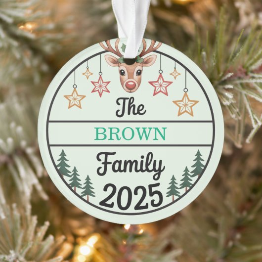Fir Trees Stars Family Name 2025 Christmas Ornament (Baum)
