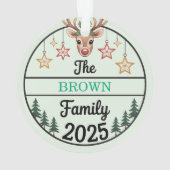 Fir Trees Stars Family Name 2025 Christmas Ornament (Rückseite)