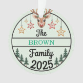 Fir Trees Stars Family Name 2025 Christmas Ornament (Vorderseite)
