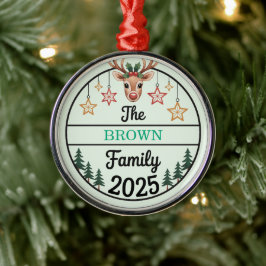 Fir Trees Stars Family Name 2025 Christmas Ornament Aus Metall