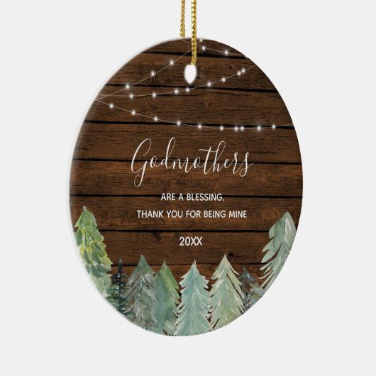 Fir Trees Winter Forest Woodland Godeltern Keramik Ornament (Rechts)