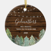 Fir Trees Winter Forest Woodland Godeltern Keramik Ornament (Vorne)