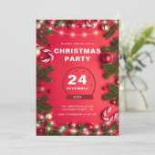 Fir Twigs And Christmas Lights Christmas Einladung (Stehend Vorderseite)