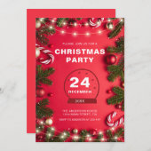 Fir Twigs And Christmas Lights Christmas Einladung (Vorne/Hinten)