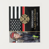 Fire Academy Fireman Graduation Firefighter Photo Wandteppich (Vorderseite)