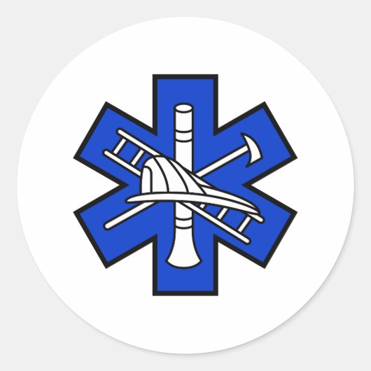 Fire and EMS Logo Runder Aufkleber (Vorderseite)