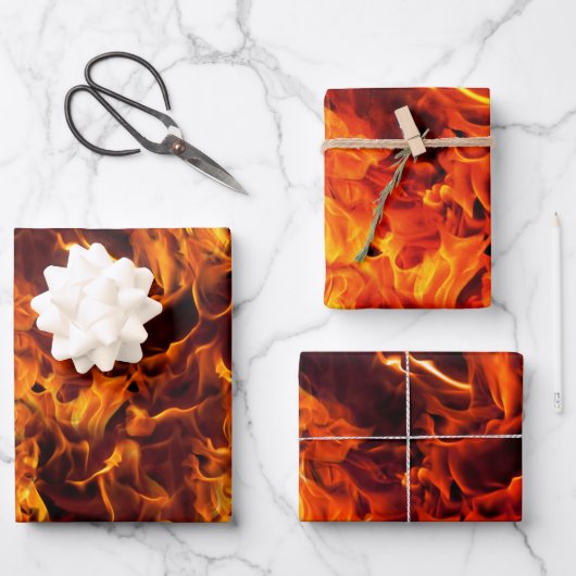 Fire and Flame Pattern Geschenkpapier Set (Vorderseite)