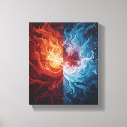 Fire and Ice Abstract Elemental Dualism Art Leinwanddruck (Vorderseite)