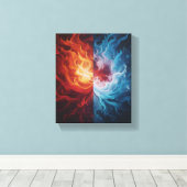 Fire and Ice Abstract Elemental Dualism Art Leinwanddruck (Insitu (Holzboden))