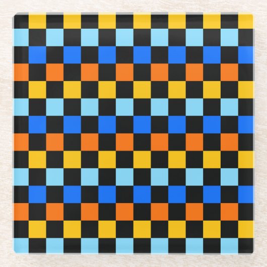 Fire and ice checkerboard pattern glasuntersetzer (Vorderseite)