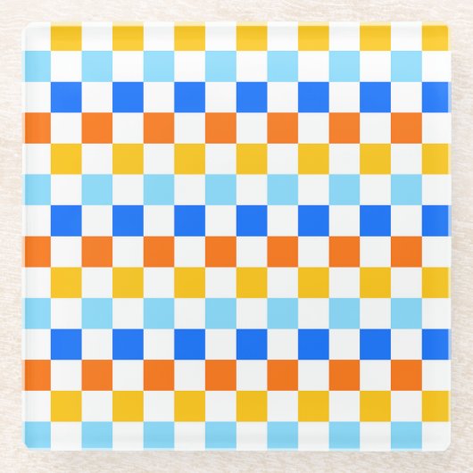 Fire and ice checkerboard pattern glasuntersetzer (Vorderseite)