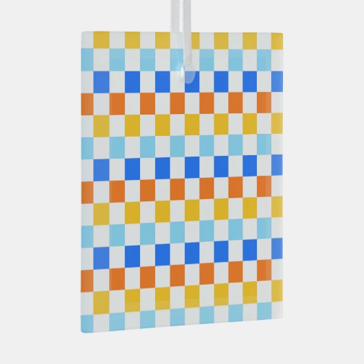 Fire and ice checkerboard pattern ornament aus glas (Vorderseite Rechts)