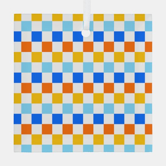 Fire and ice checkerboard pattern ornament aus glas (Rückseite)