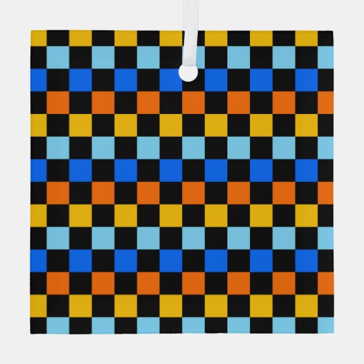Fire and ice checkerboard pattern ornament aus glas (Rückseite)