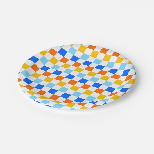 Fire and ice checkerboard pattern pappteller (Schrägansicht)