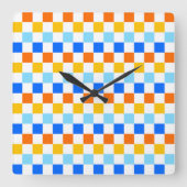 Fire and ice checkerboard pattern quadratische wanduhr (Vorderseite)