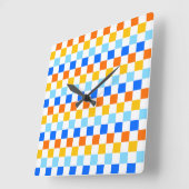 Fire and ice checkerboard pattern quadratische wanduhr (Winkel)
