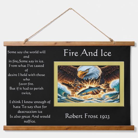 Fire and Ice Eagle Capture Beute Wandteppich Mit Holzrahmen (Vorne)