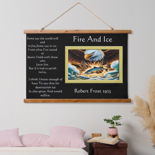 Fire and Ice Eagle Capture Beute Wandteppich Mit Holzrahmen (Schlafzimmer)