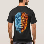 Fire and Ice LION Elemental Typography Art T-Shirt (Rückseite)