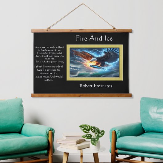 Fire and Ice Majestic Eagle Grasping Prey Wandteppich Mit Holzrahmen (Wohnzimmer)