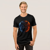 Fire and Ice Panther – Dual Element Fantasy Art Tri-Blend Shirt (Vorderseite voll)
