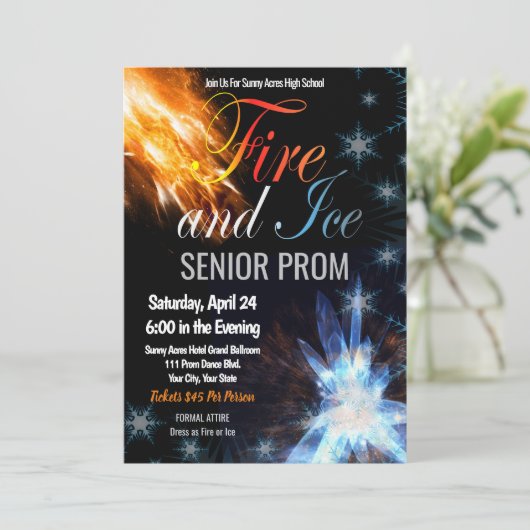 Fire and Ice Prom Tanz an der High School Einladung (Stehend Vorderseite)