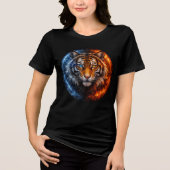 Fire and Ice Tiger – Elemental Fantasy Art Tri-Blend Shirt (Vorderseite)