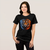 Fire and Ice Tiger – Elemental Fantasy Art Tri-Blend Shirt (Vorderseite voll)
