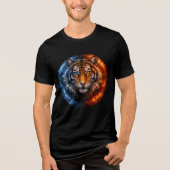 Fire and Ice Tiger – Elemental Fantasy Art Tri-Blend Shirt (Vorderseite)