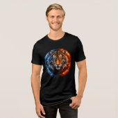 Fire and Ice Tiger – Elemental Fantasy Art Tri-Blend Shirt (Vorderseite voll)