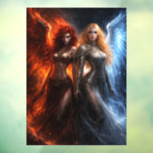 Fire and Ice Twin Warrior Angels Fensteraufkleber (Blatt 3)