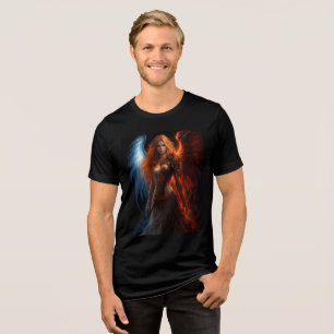 Fire and Ice Warrior Angel Art Tri-Blend Shirt