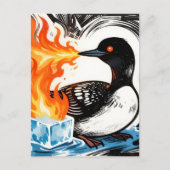 Fire Breathing Loon Melting Ice Postkarte (Vorderseite)