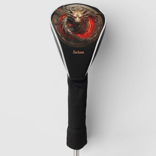 Fire Breathing Red Dragon Personalized Golf Headcover (Vorderseite)
