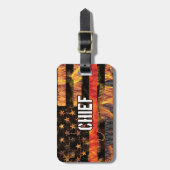 Fire Chief Firefighter Flag Gepäckanhänger (Vorderseite vertikal)