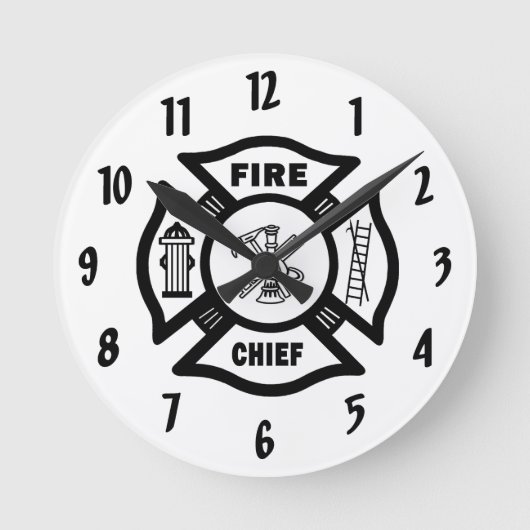 Fire Chief Runde Wanduhr (Vorderseite)