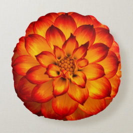 Fire Dahlia Round Pillow Rundes Kissen