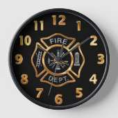 Fire Department Gold Badge Wanduhr (Vorderseite)