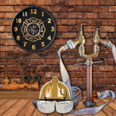 Fire Department Gold Badge Wanduhr