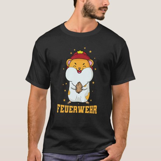 Fire Department Hamster with Fire Helmet T-Shirt (Vorderseite)