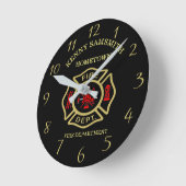 Fire Department logo Black And Gold Badge Runde Wanduhr (Winkel)