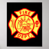 Fire Department Logo Uniform Fireman Symbol Firefi Poster (Vorne)