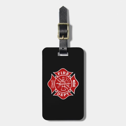 Fire Dept / Firefighter Maltese Cross Luggage Tag Gepäckanhänger (Vorderseite vertikal)