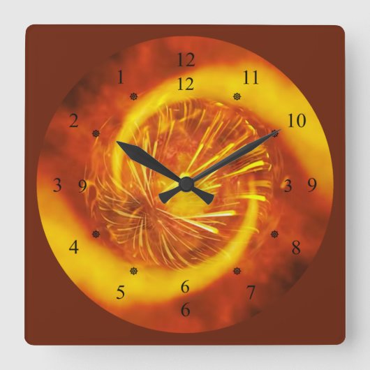 Fire Diamond V2 ~ Time Machine Clock ~ Quadratische Wanduhr (Vorderseite)