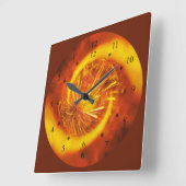 Fire Diamond V2 ~ Time Machine Clock ~ Quadratische Wanduhr (Winkel)