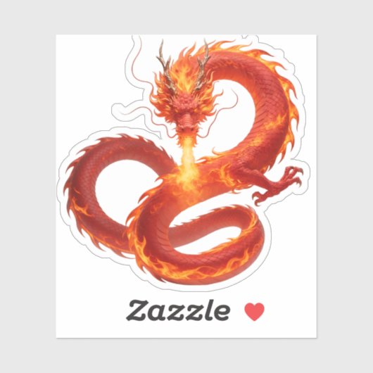 Fire Dragon Fantasy Art Design, Mythical Creature  Aufkleber (Blatt)