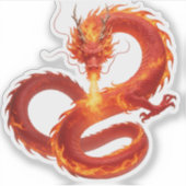Fire Dragon Fantasy Art Design, Mythical Creature  Aufkleber (Vorderseite)