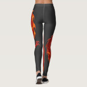 Fire Dragon Fantasy Art Design, Mythical Creature  Leggings (Rückseite)
